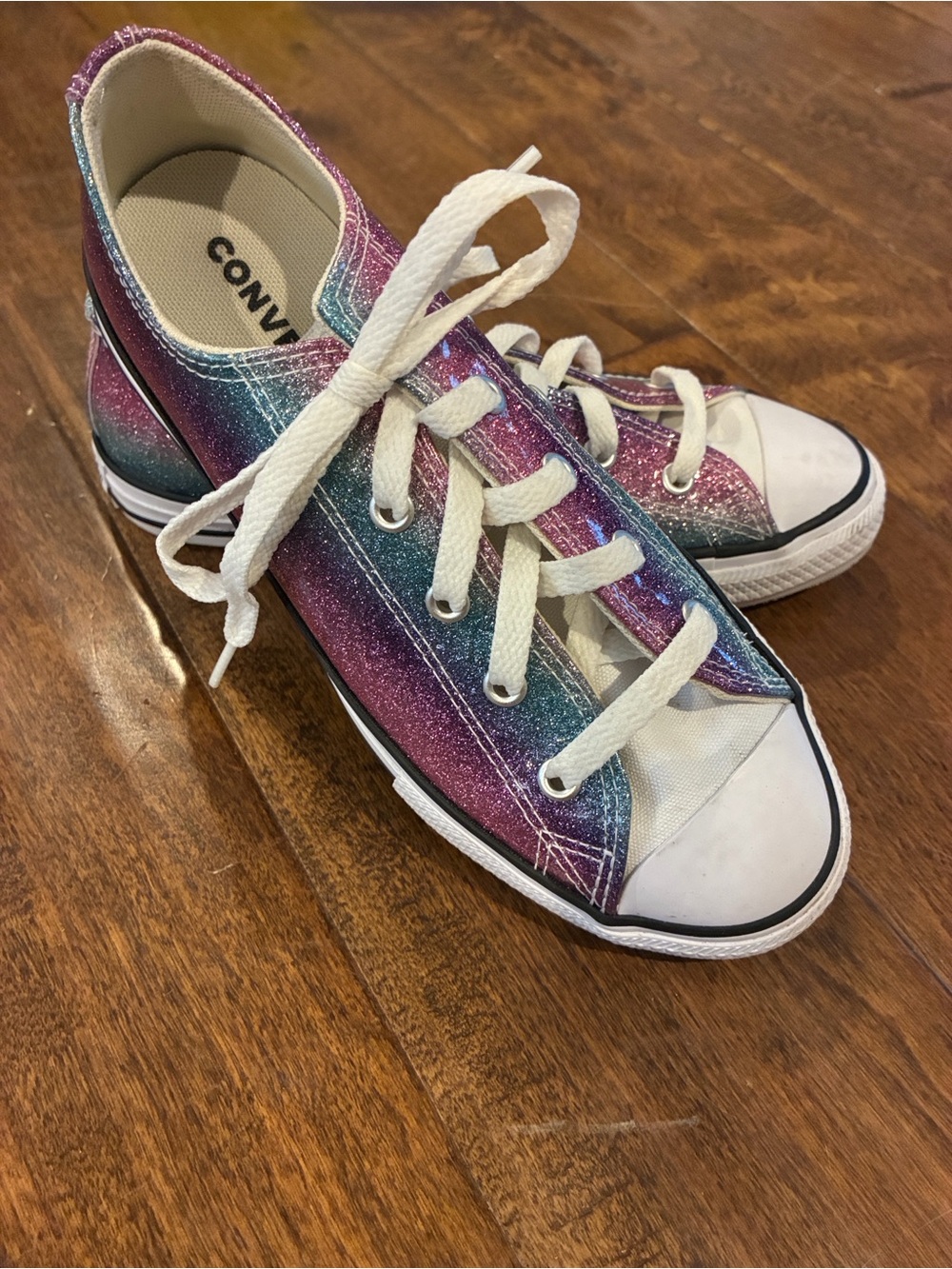 Converse Kids Glitter Gradient Low Top Sneakers - Purple Blue Pink US Size 3